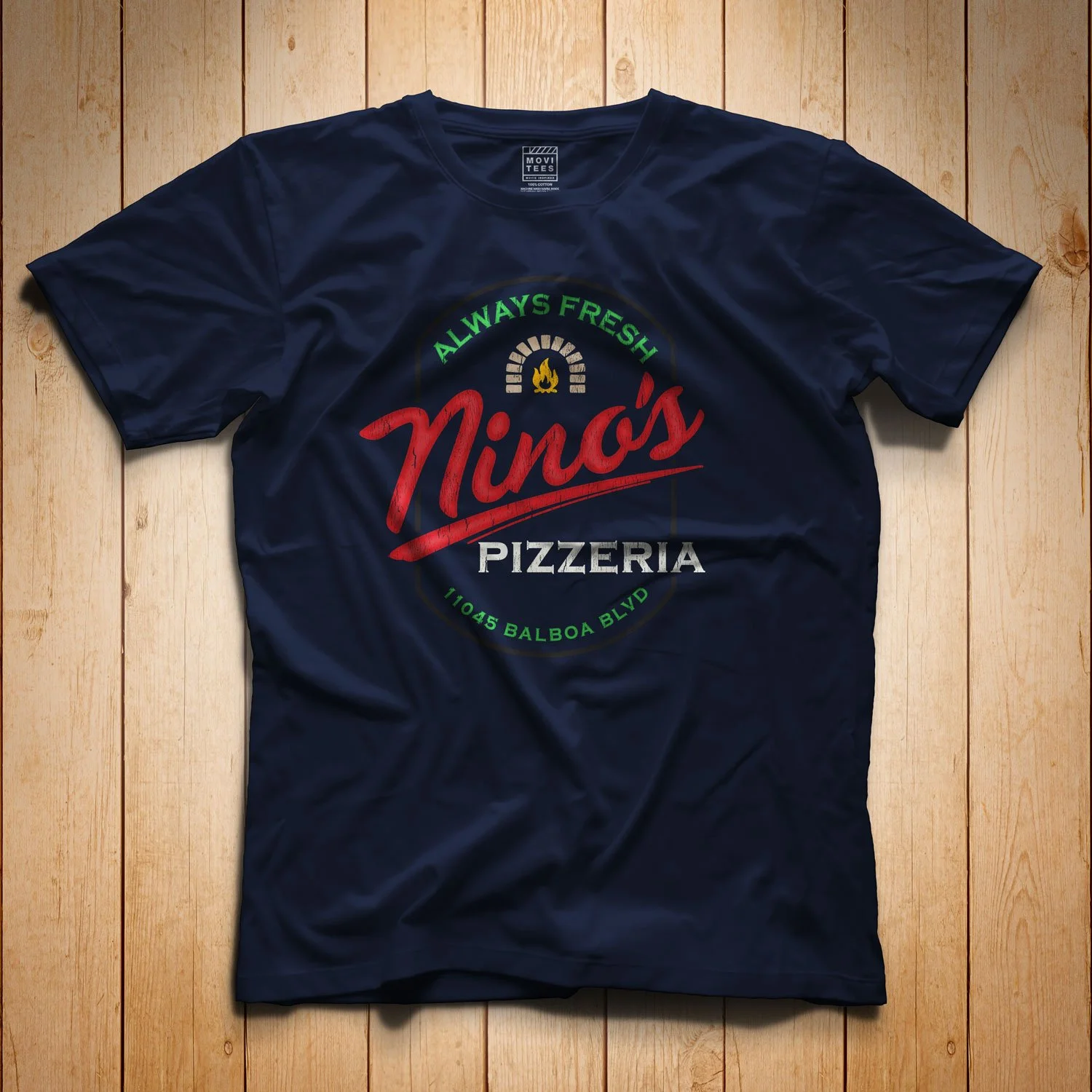 Nino's Pizzeria T-Shirt in Navy Blue. Get your "Drive"- inspired shirt in sizes S to 5XL, starting at just $21.49 with free shipping.