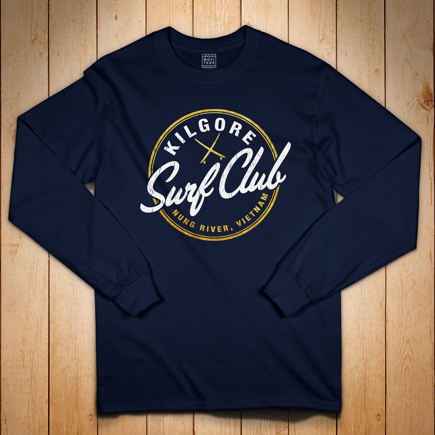 Kilgore Surf Club Long Sleeve T-shirt in Navy Blue. Get your "Apocalypse Now"-inspired shirt in sizes S to 5XL, starting at just $27.99 with free shipping.