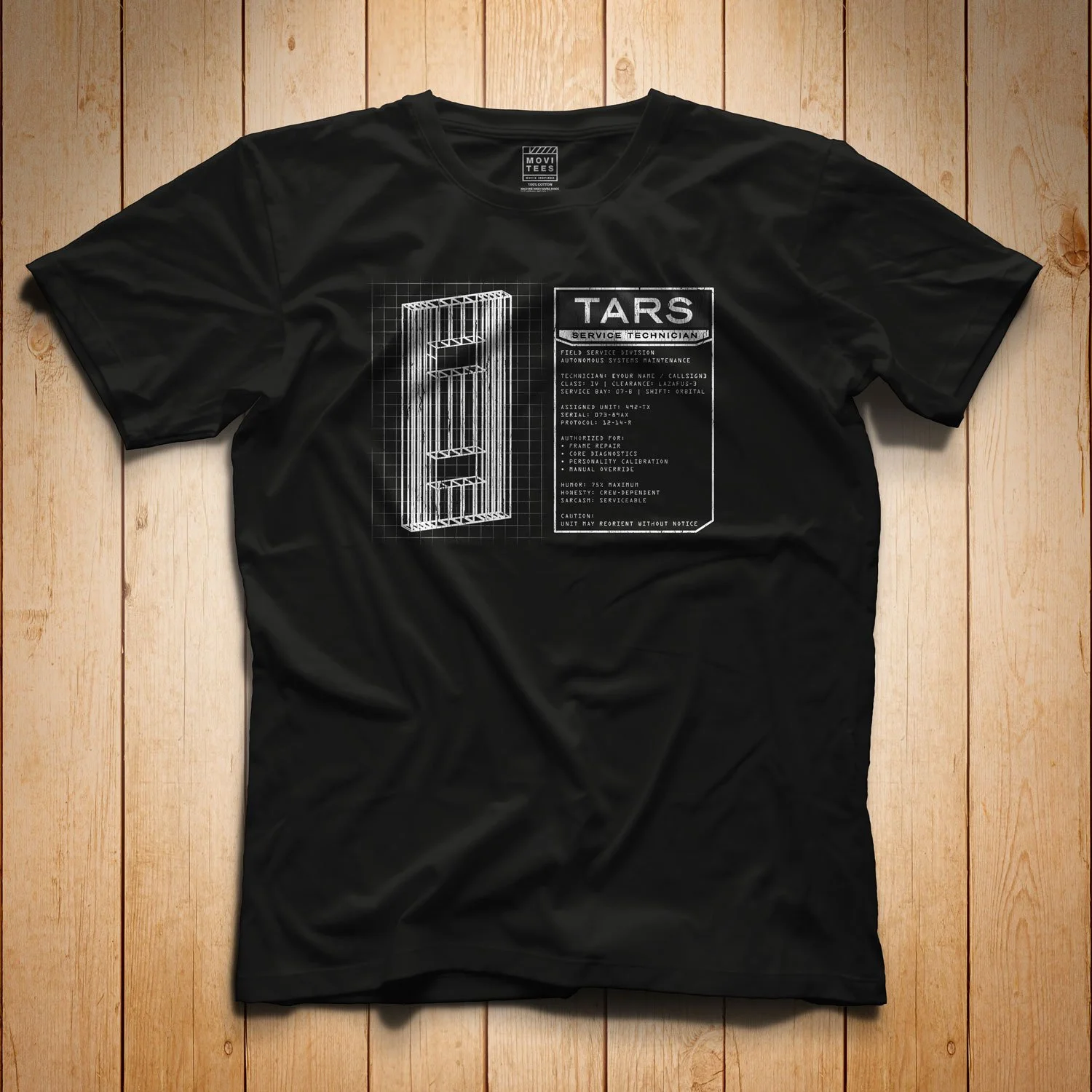 Personalized TARS Service Technician T-shirt in Black. Get your "Interstellar"-inspired shirt in sizes S to 5XL, starting at just $24.49 with free shipping.