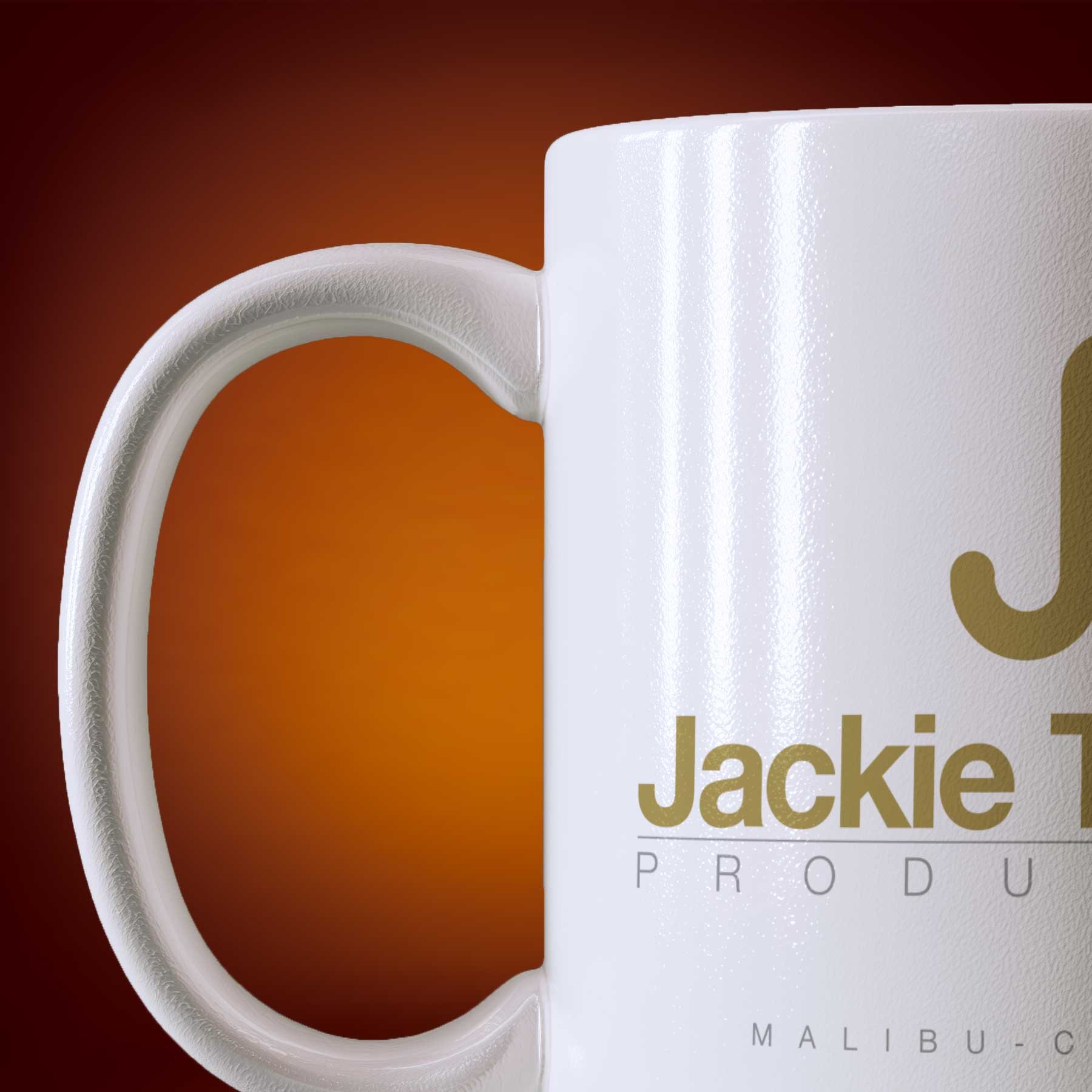 Close-up of an 11-oz Jackie Treehorn Mug.