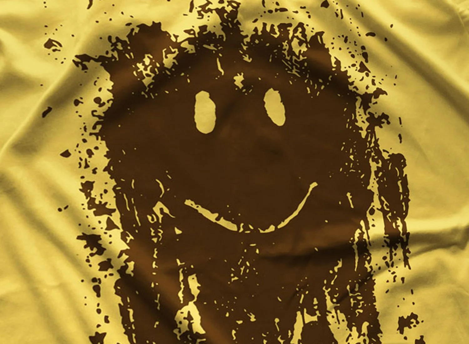 Close-up of a Mud Face T-Shirt in color daisy, the movie Forrest Gump Inspired T-shirt in sizes S M L XL 2XL 3XL 4XL 5XL from $21.49