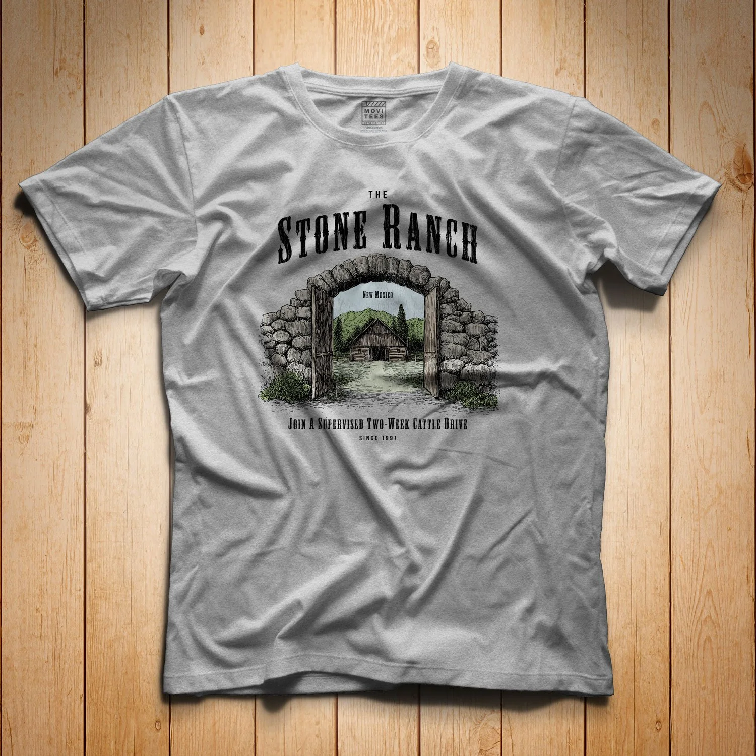 The Stone Ranch T-Shirt in color Sport Grey, the movie City Slickers Inspired T-shirt in sizes S M L XL 2XL 3XL 4XL 5XL from $21.49