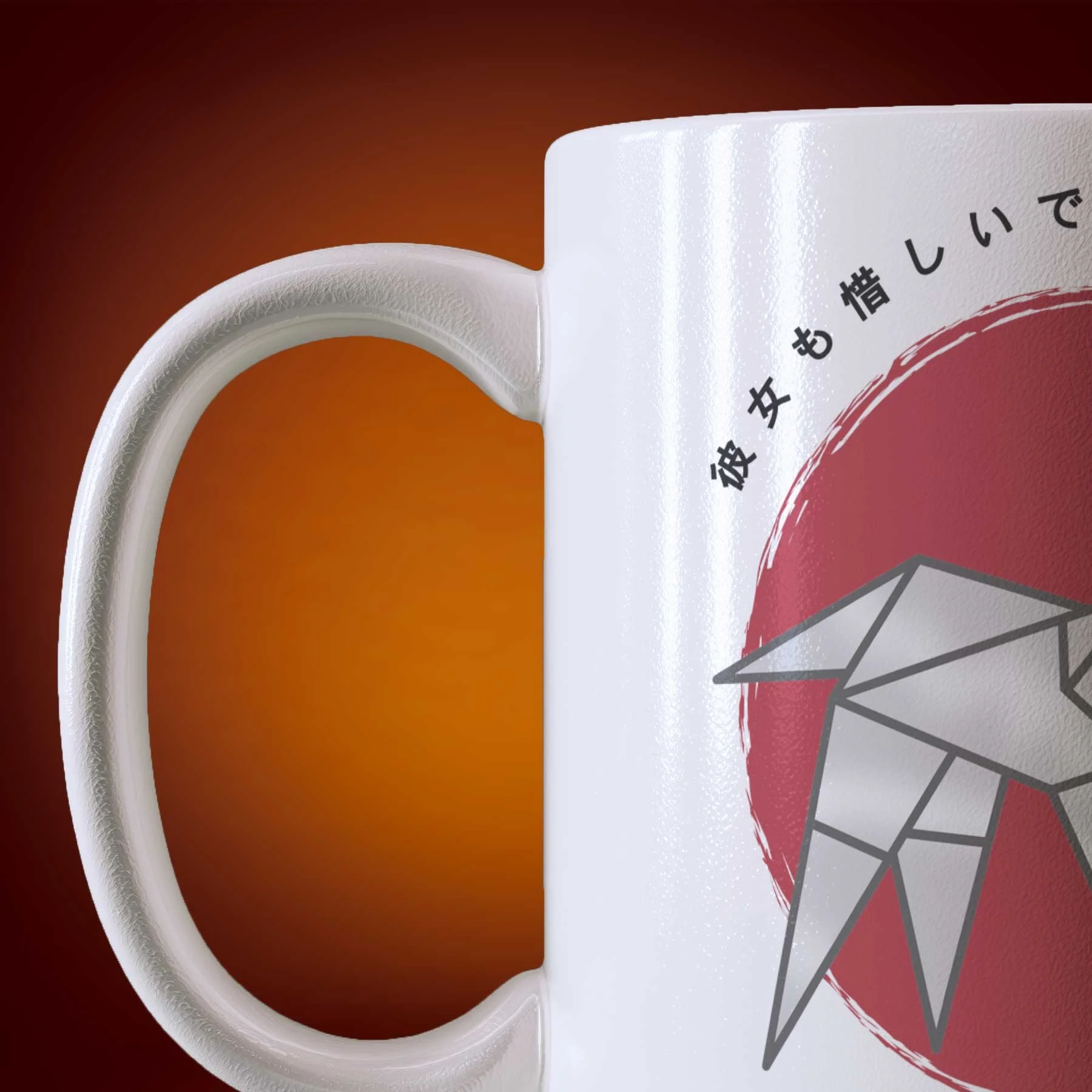 Close-up of an 11-oz Origami Unicorn mug.