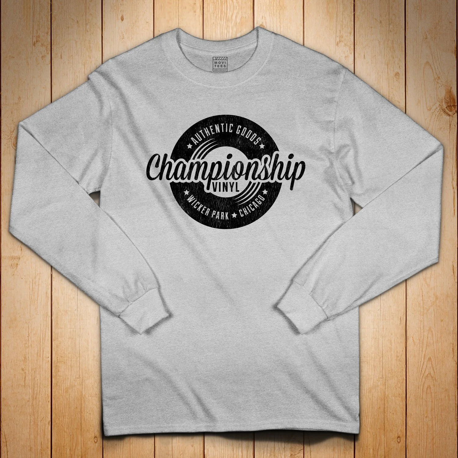 Championship Vinyl Long Sleeve T-shirt in Sport Grey. Get your "High Fidelity"-inspired shirt in sizes S to 5XL, starting at just $27.99 with free shipping.