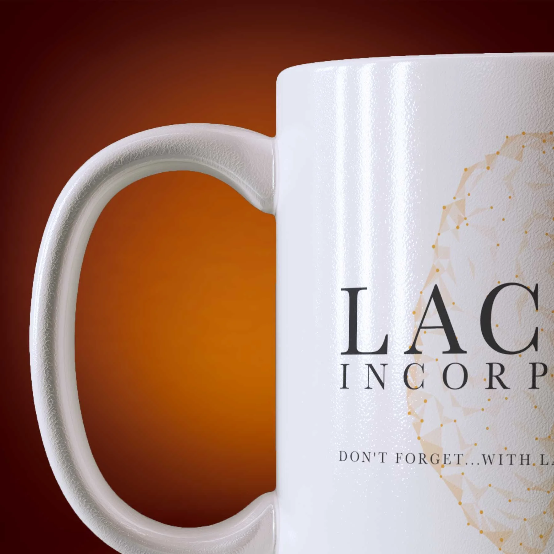 Close-up of an 11-oz Lacuna Incorporated mug.