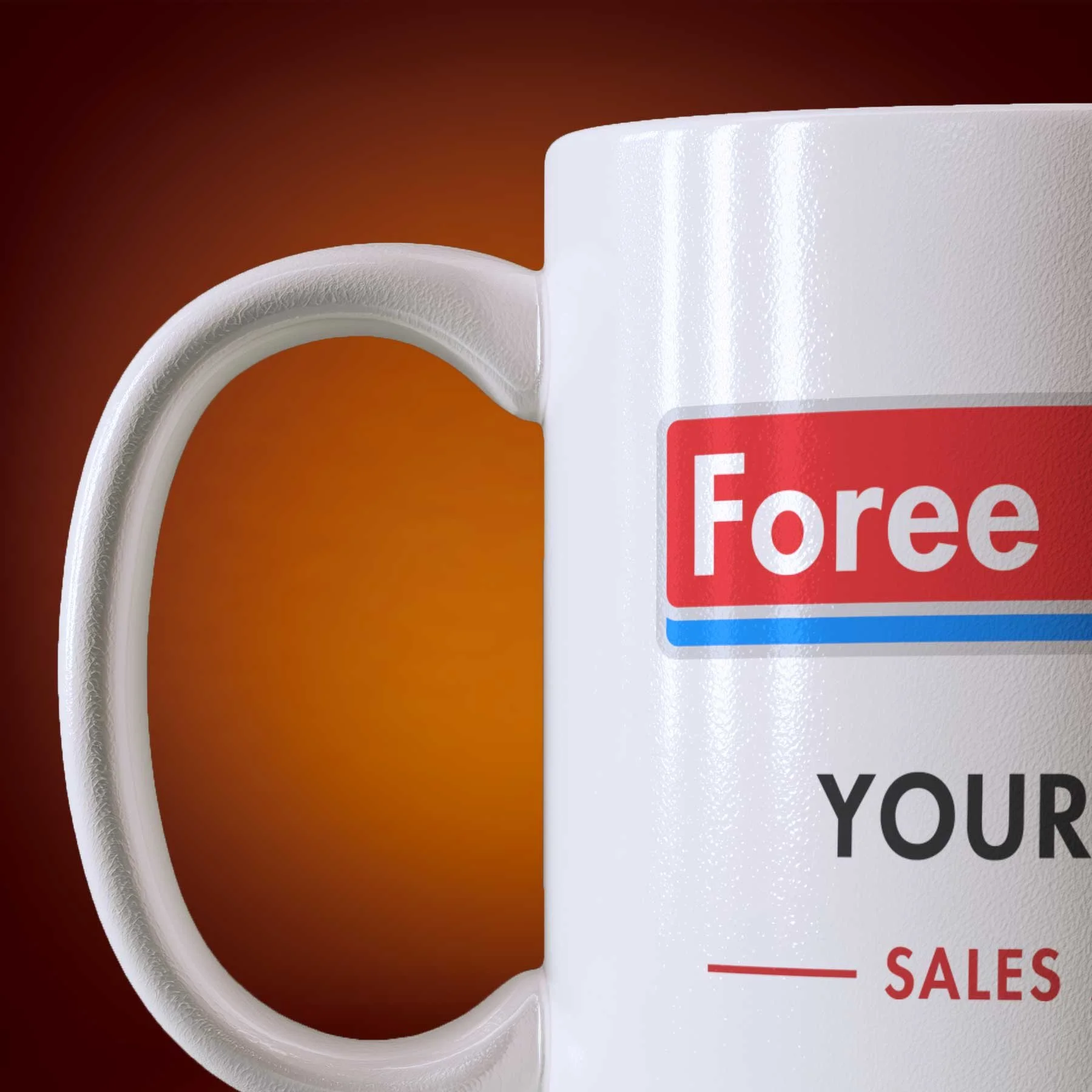 Close-up of an 11-oz personalized Foree Electric Mug.
