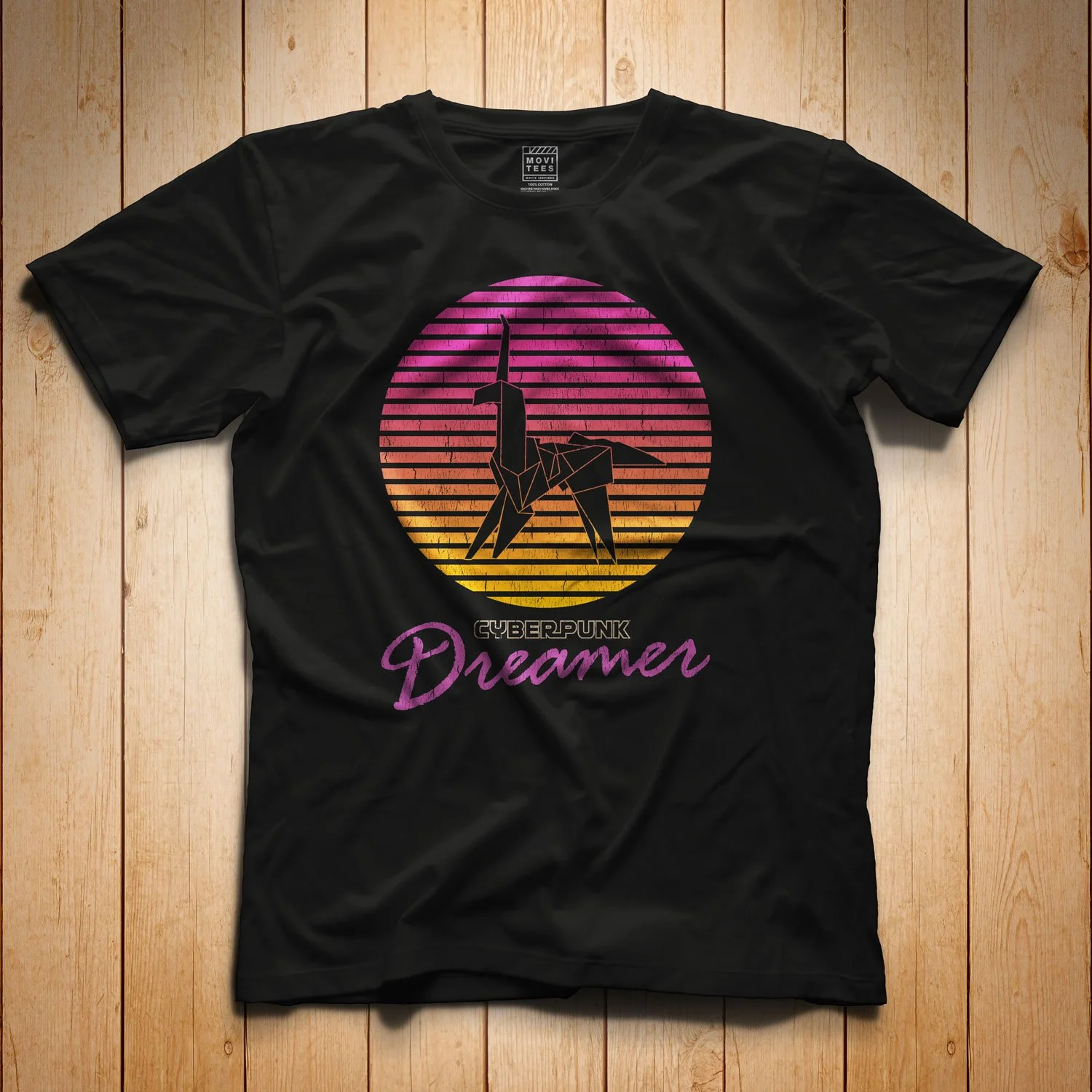 Cyberpunk Dreamer T-Shirt in Black. Blade Runner Inspired shirt in sizes: S, M, L, XL, 2XL, 3XL, 4XL, and 5XL. From $21.49