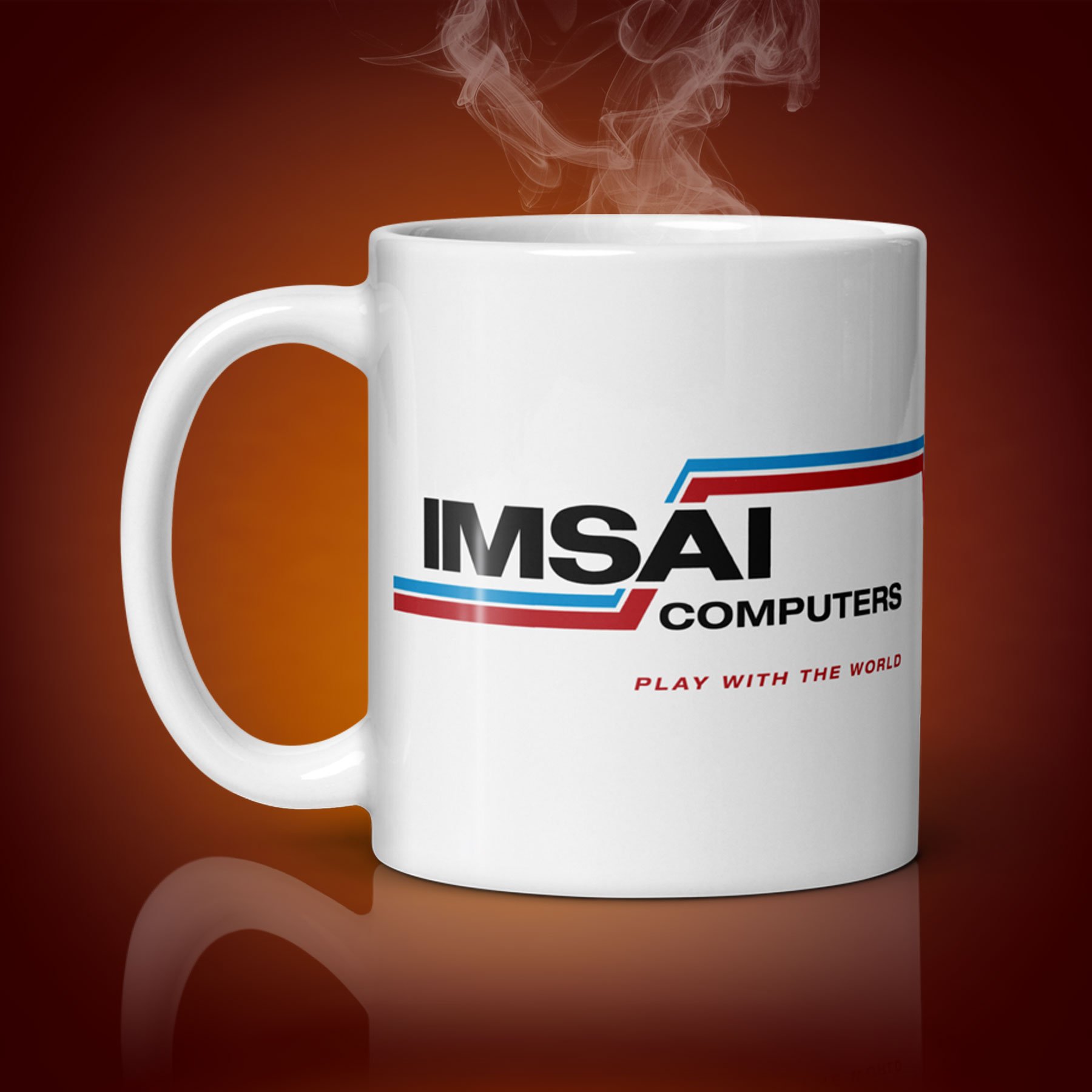 An 11-oz IMSAI Computers mug displays the right side. The artwork on our mug is inspired by the movie "WarGames". It is available for $21.99 with free shipping.