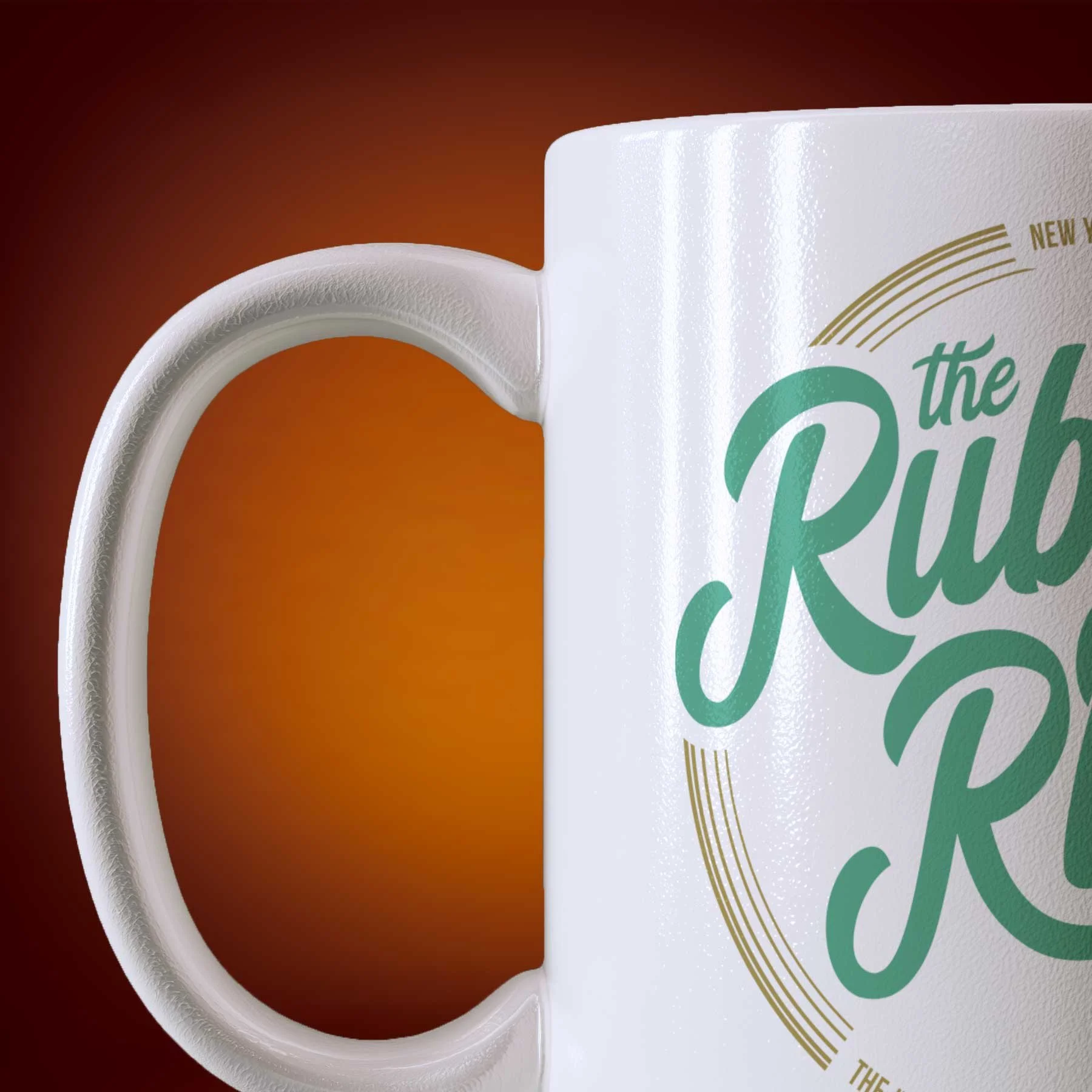 Close-up of an 11-oz The Ruby Rhod Show Mug.