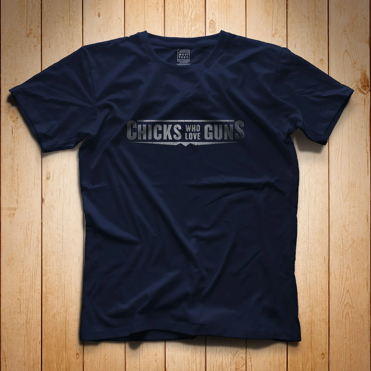 Chicks Who Love Guns T-Shirt in Navy Blue. Get your "Jackie Brown"- inspired shirt in sizes S to 5XL, starting at just $21.49 with free shipping.