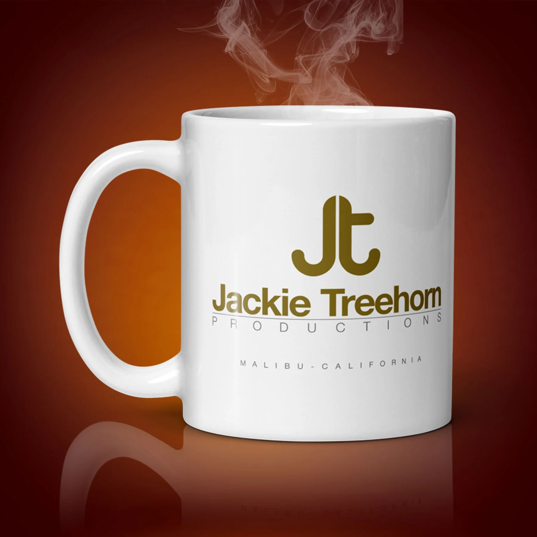 An 11-oz Jackie Treehorn Mug displays the right side. The artwork on our mug is inspired by the movie "The Big Lebowski". It is available for $21.99 with free shipping.