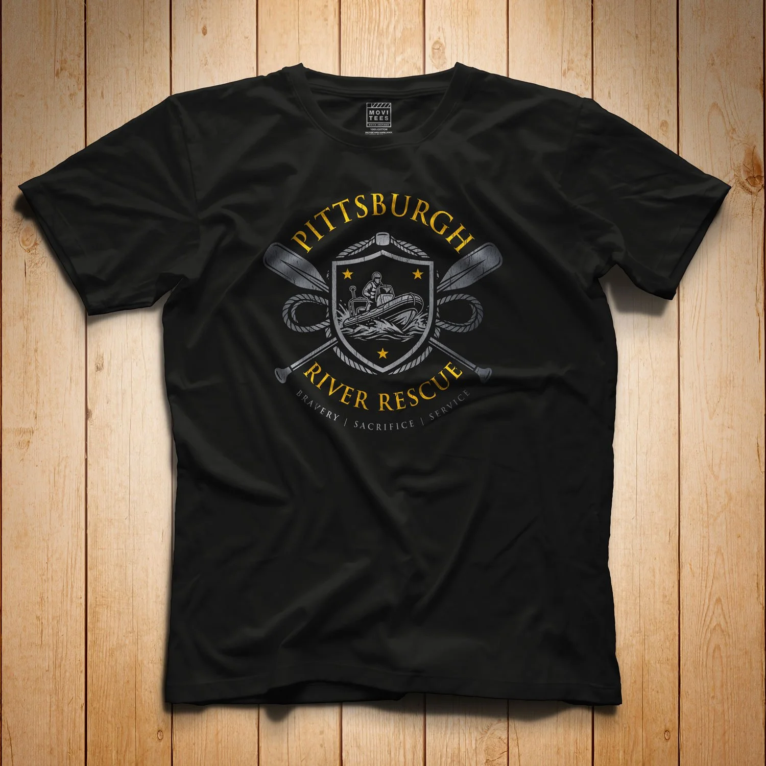 Pittsburgh River Rescue T-shirt in Black. Get your "Striking Distance"-inspired shirt in sizes S to 5XL, starting at just $21.49 with free shipping.
