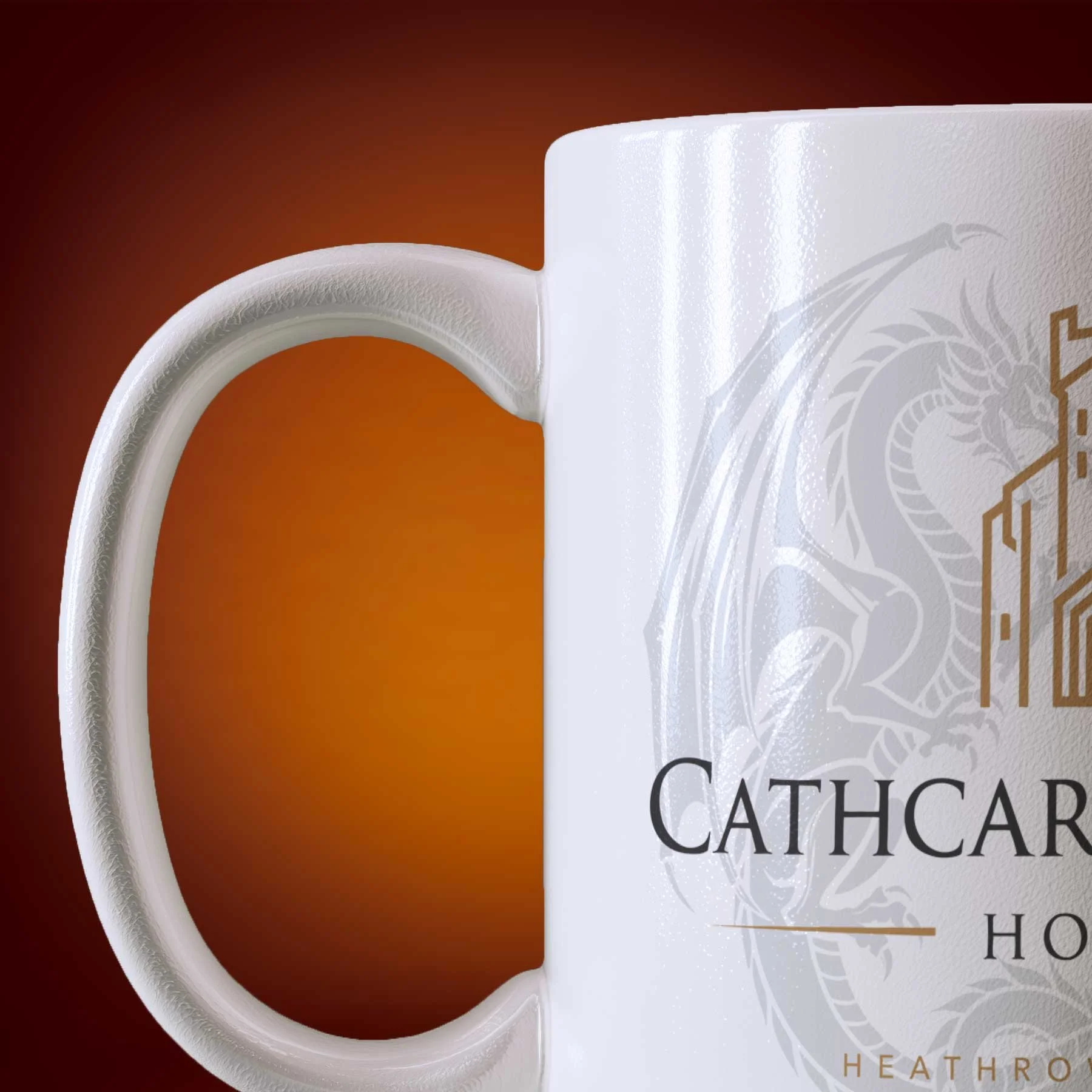 Close-up of an 11-oz Cathcart Towers Hotel Mug.