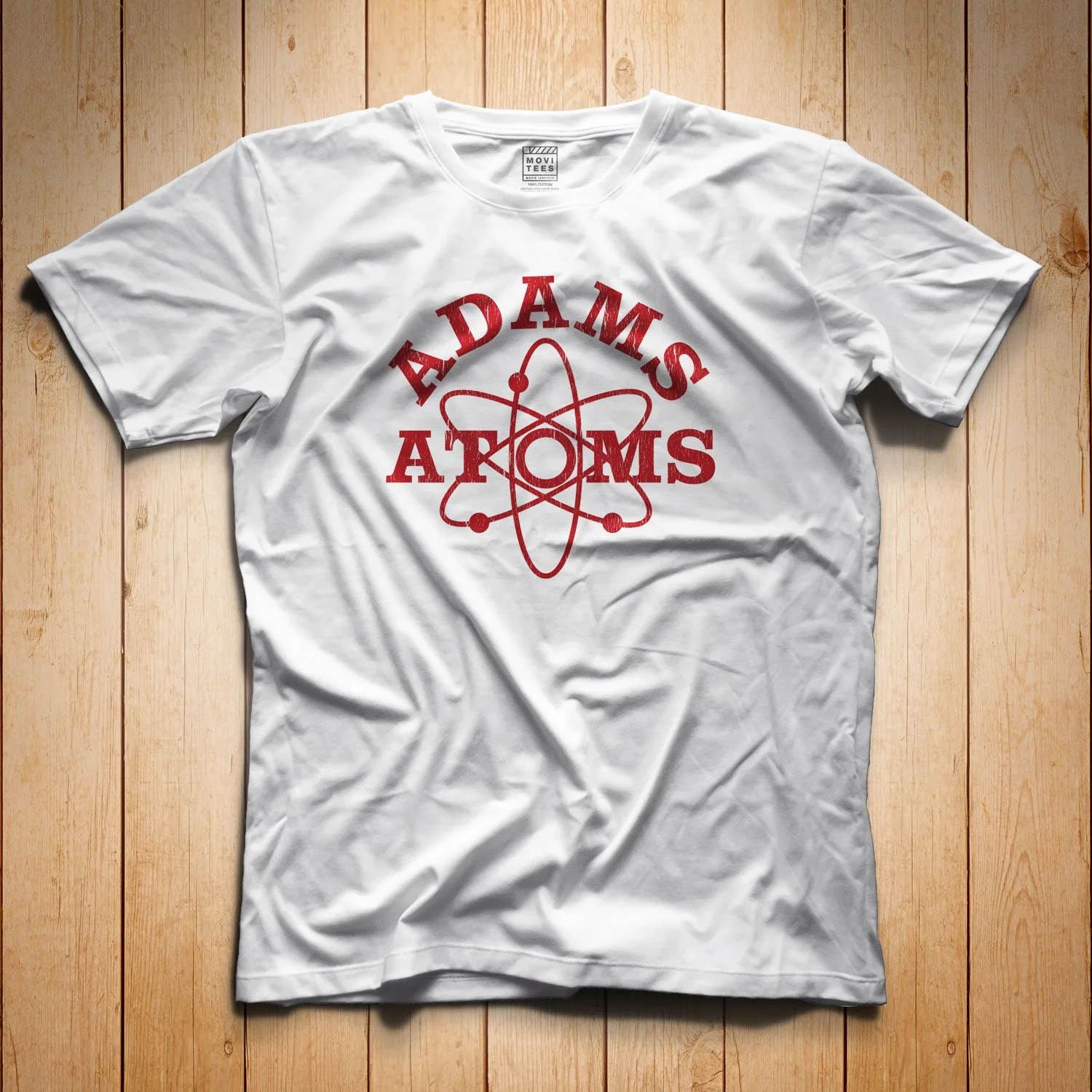 Adams Atoms T-Shirt in color White, Revenge of the Nerds Inspired T-shirt in sizes S M L XL 2XL 3XL 4XL 5XL from $21.49
