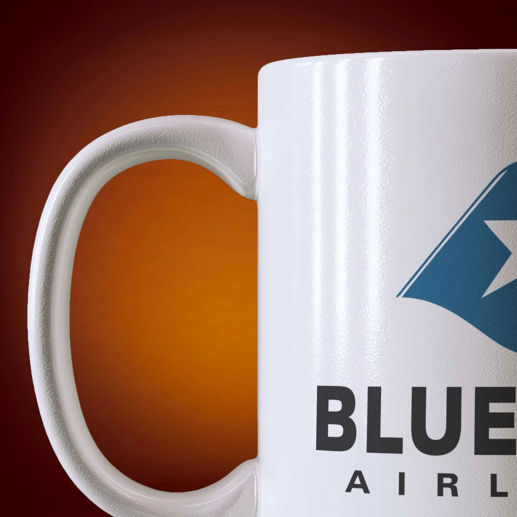 Close-up of an 11-oz BlueStar Airlines mug.