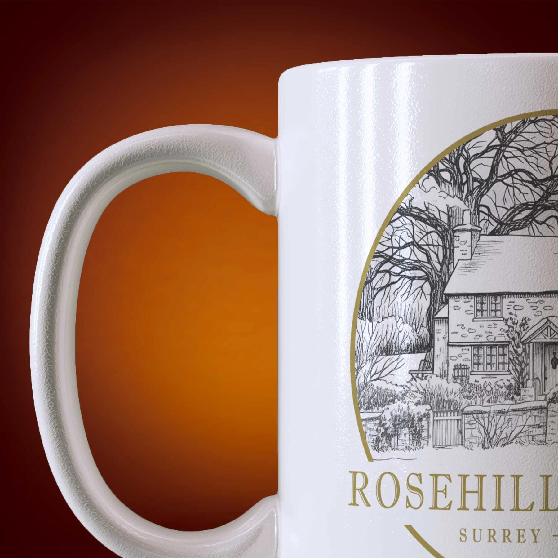 Close-up of a Rosehill Cottage Mug.