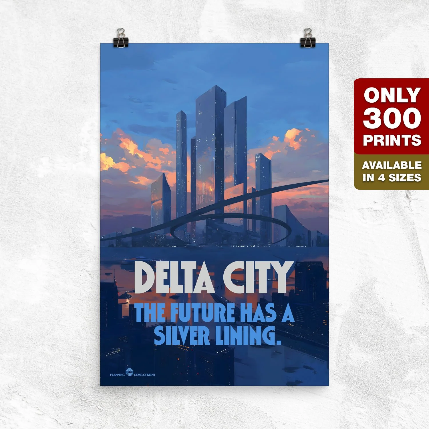 A Delta City poster is hanging on a wall without a frame. The movie RoboCop inspired the poster. From $6.99 - shipping included.