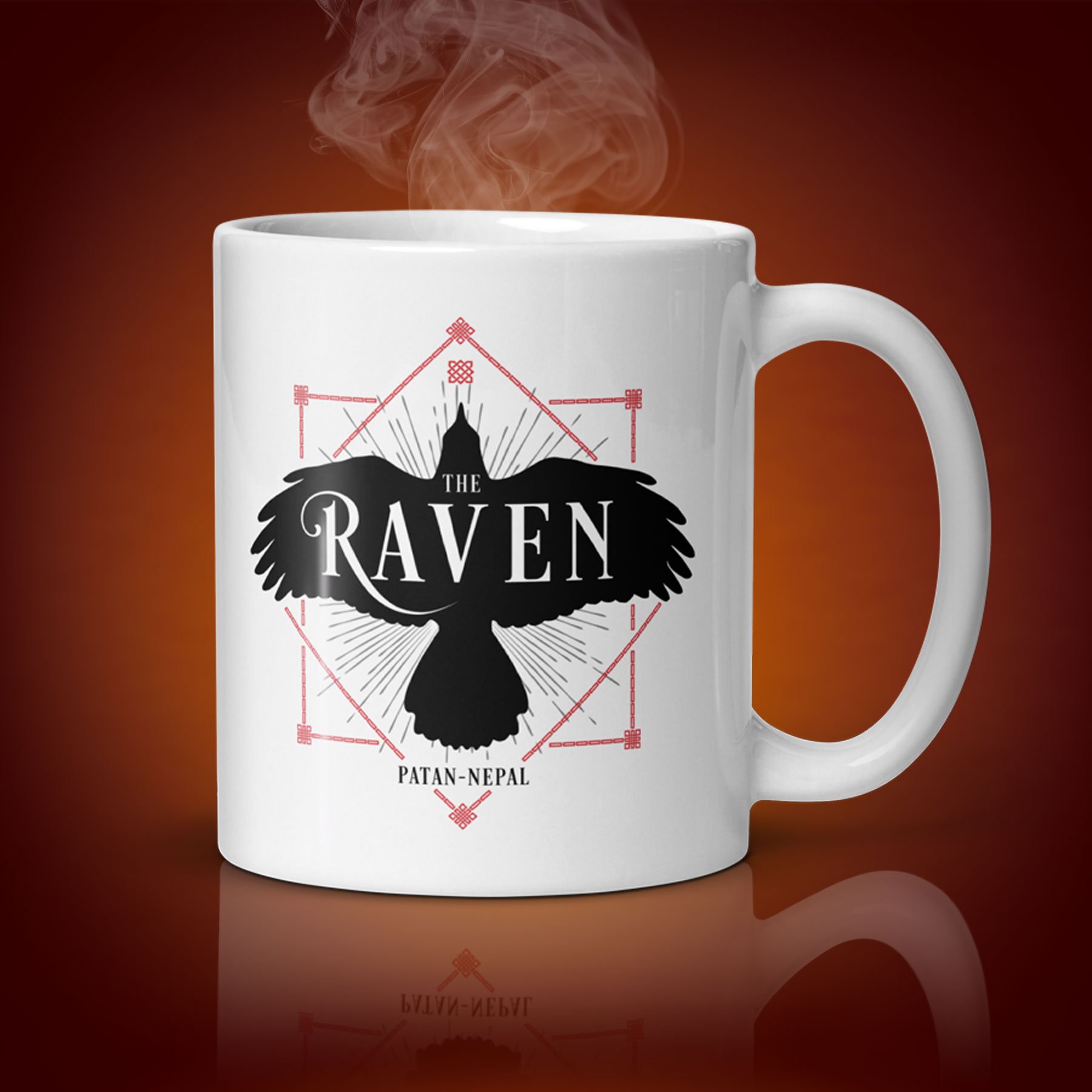 An 11-oz The Raven mug displays the left side. The artwork on our mug is inspired by the movie "Raiders of the Lost Ark". It is available for $21.99 with free shipping.