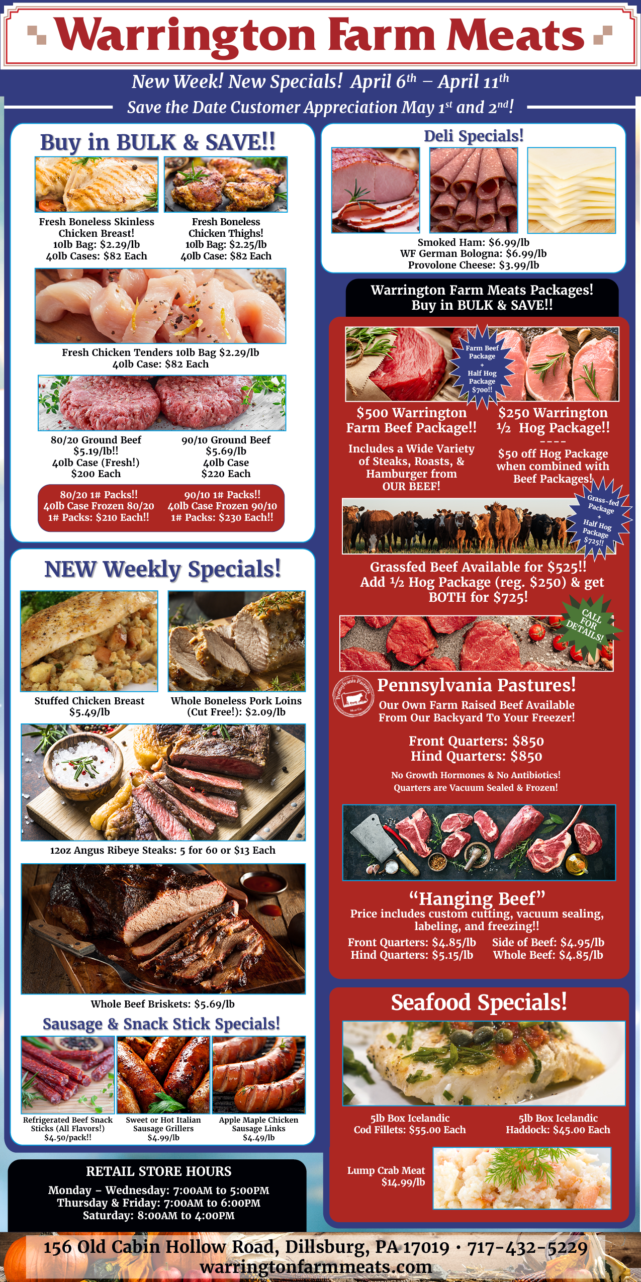 Warrington Farm Meats Weekly Specials!