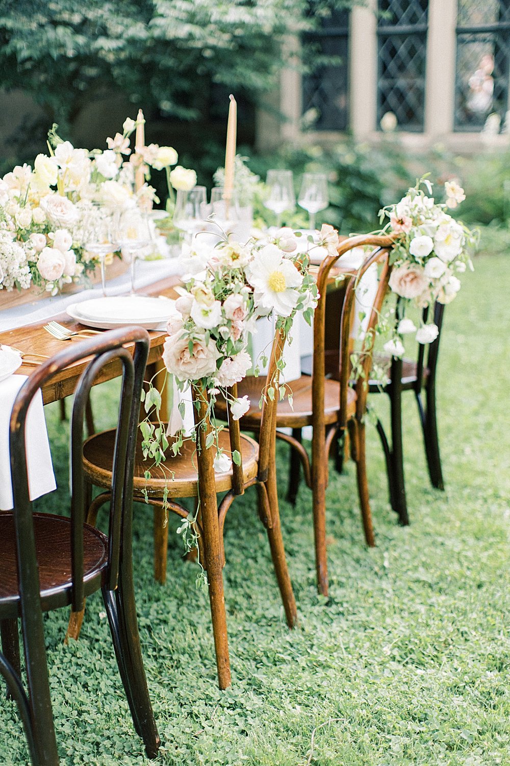 hartwood Acers wedding, chair flowers, wv wedding florist, Pittsburgh florist