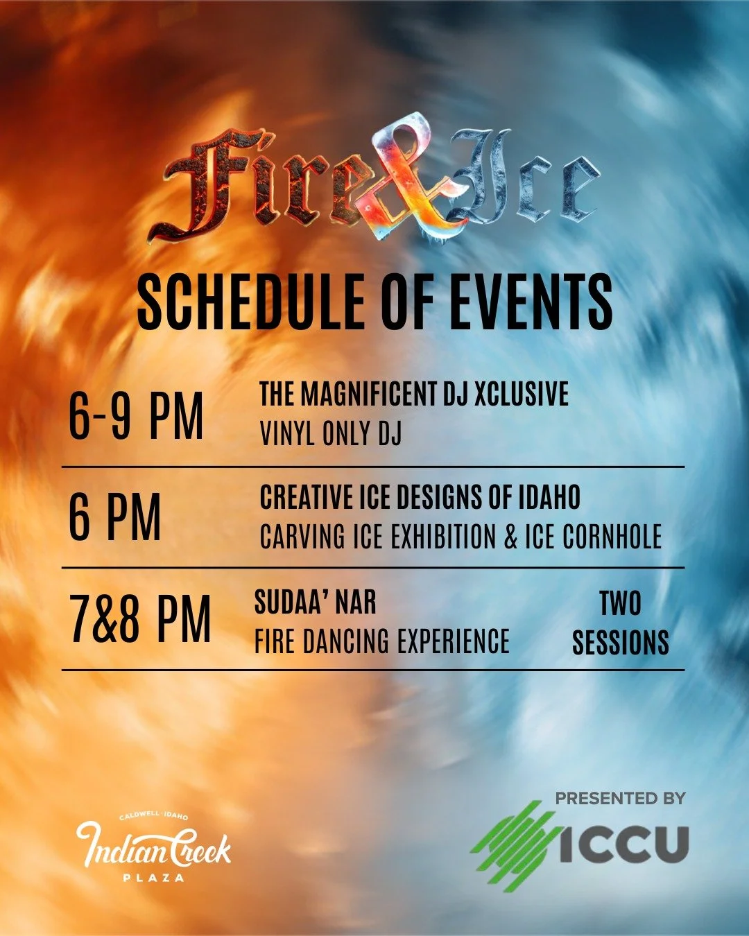 Join us TOMORROW NIGHT!
Friday, February 13 from 6-9 PM

We&rsquo;re excited to introduce a brand-new Signature Event on the Plaza&mdash;the 1st Annual Fire &amp; Ice Festival. Taking place just one night before the final day of skating, Fire &amp; I