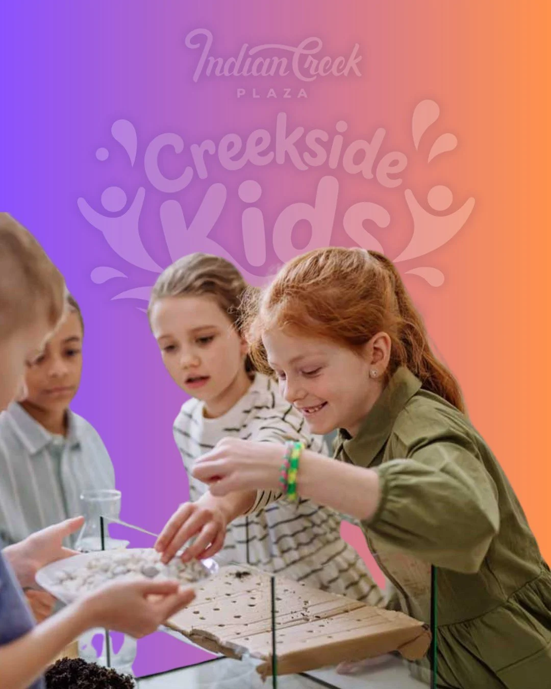 NEW EVENT SERIES!

Creekside Kids is one of Indian Creek Plaza&rsquo;s newest signature event series, created just for families and our youngest community members. Each week brings something fresh and fun&mdash;hands‑on activities, playful learning e