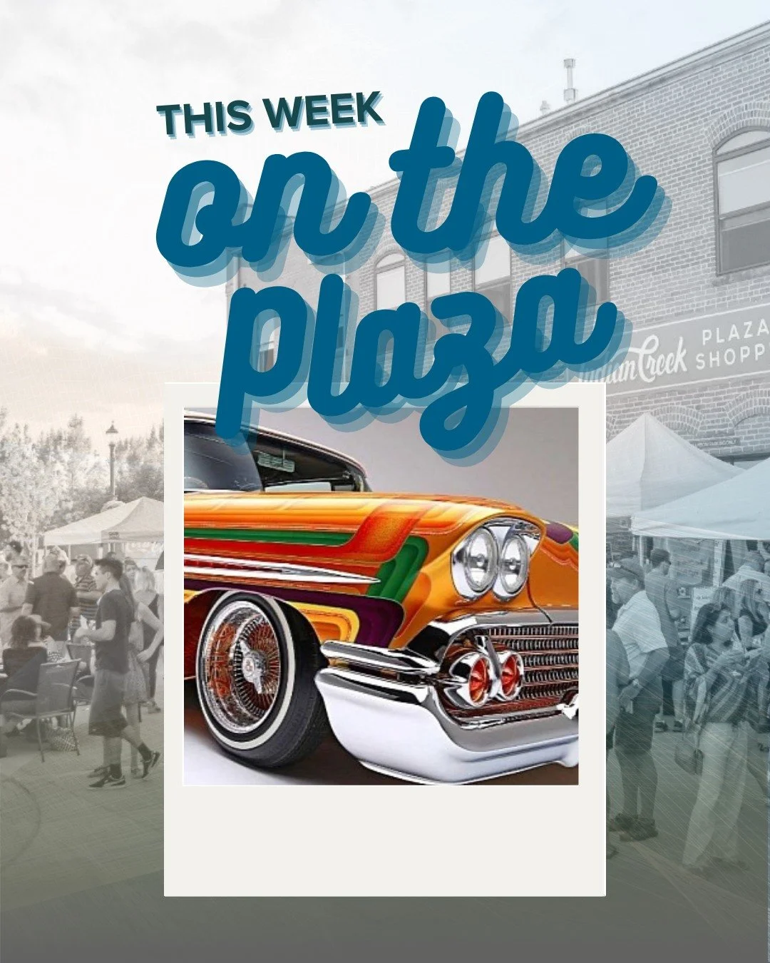 This Week on the Plaza!

Monday Fitness Series from 9-10 AM

Tuesdays on the Creek from 6-9 PM
Rob Leines
Buckin' Country

Tuesday - Farm to Fork Farmers Market from 5-8 PM

Wednesday - Creekside Kids from 5-8 PM

Thursday - Super Soaker Showdown fro
