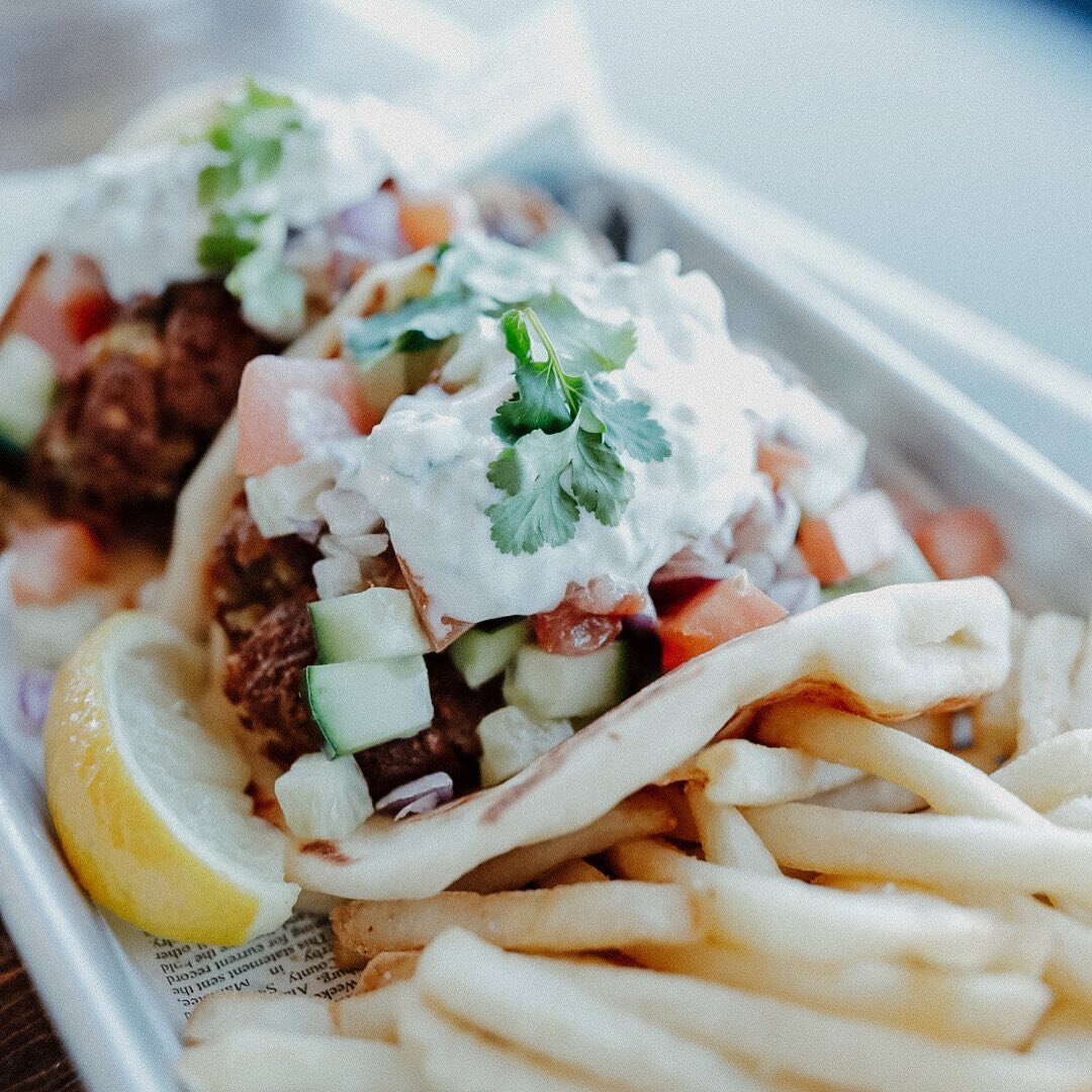 New. Vegetarian Falafel Gyros with Tzatziki. Deliciousness for everyone! Cheers!