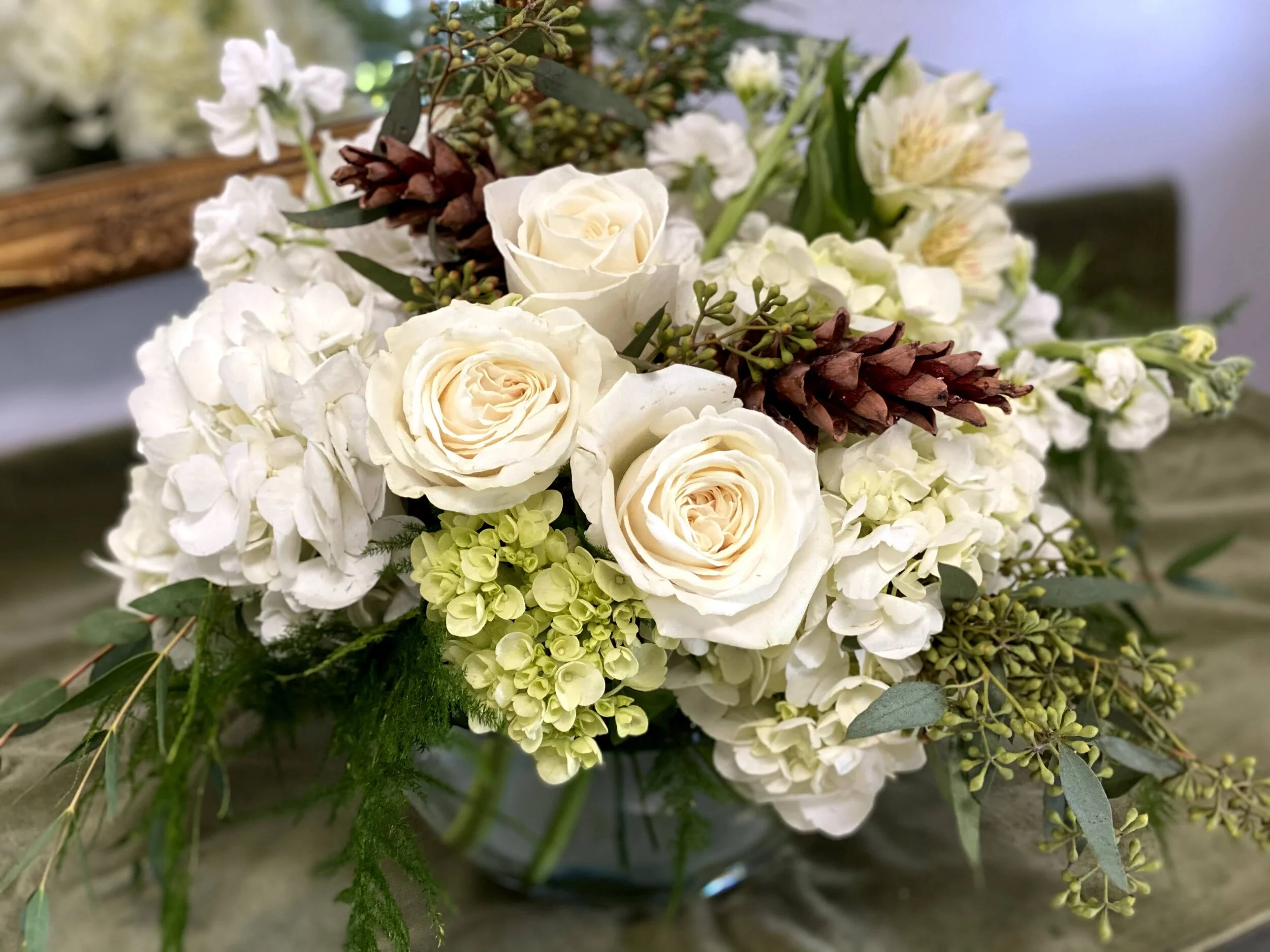 Winter Snow Floral Centerpiece