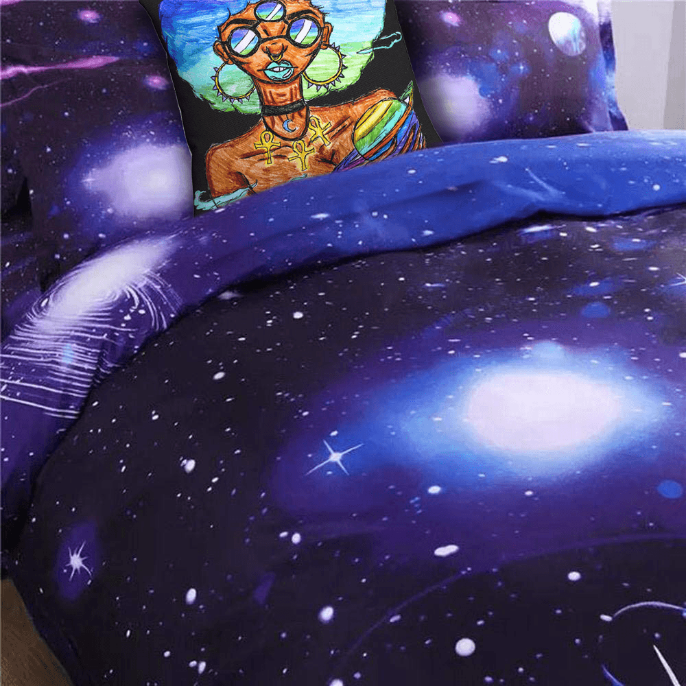 Solar Systar Accent Pillow by Ayanna Ali with Alicemall Blue Galaxy Bedding Set