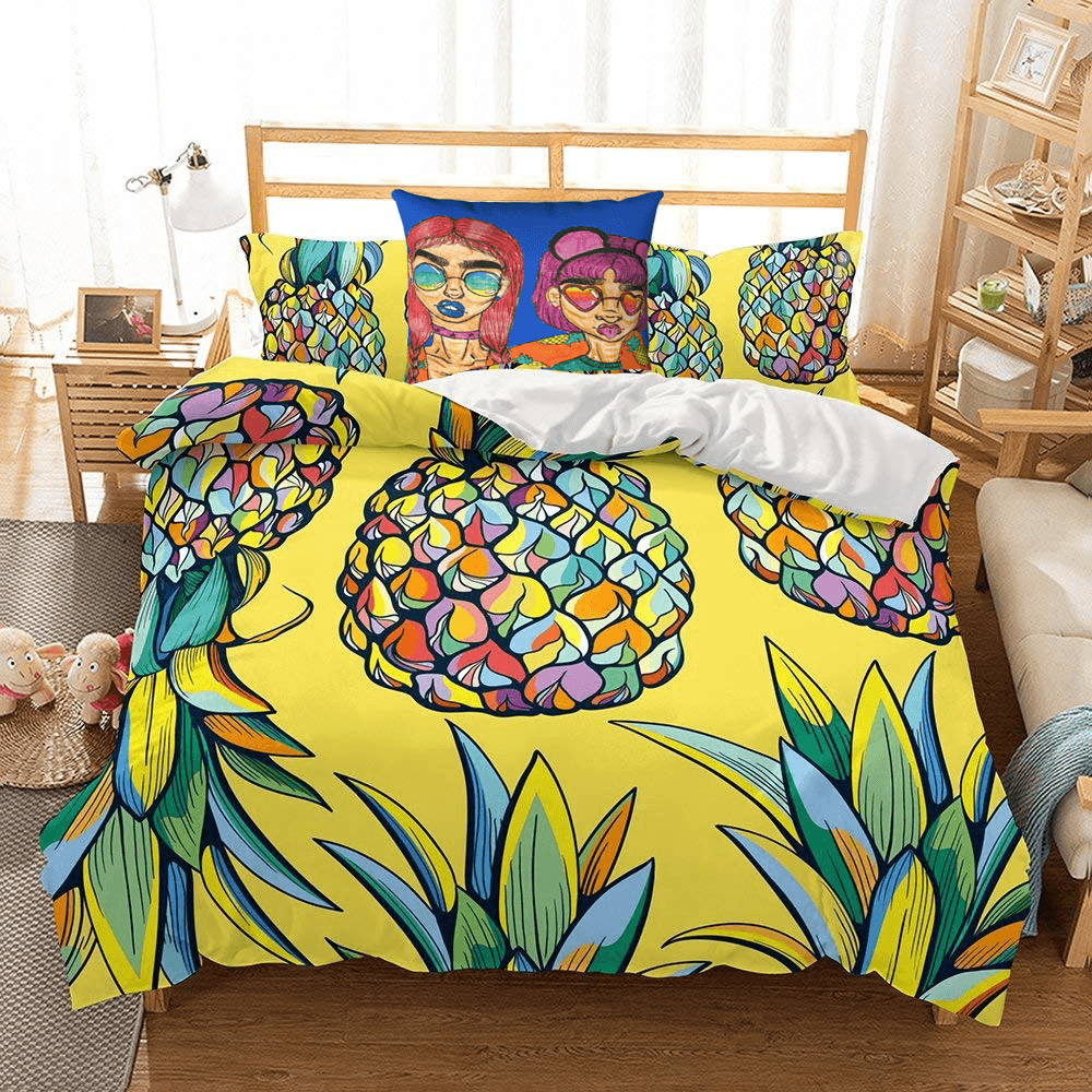 Shades Accent Pillow by Ayanna Ali with helengili Pineapple Ananas Bedding Set