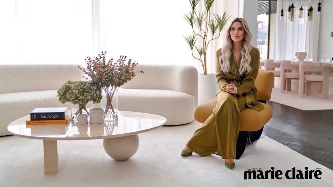 Our LUNA Sofa and our OYSTER Coffee Table in the house of the stunning @lailaazizofficial featured in @marieclairearabia
