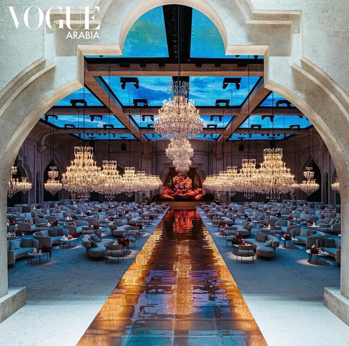 This spectacular setting by one of the world's top creative studios @designlabexperience as featured by @voguearabia. Featuring our Pillar armchairs and Cobble coffee tables from our latest Reformia collection as well as commissioned custom sofas, ta