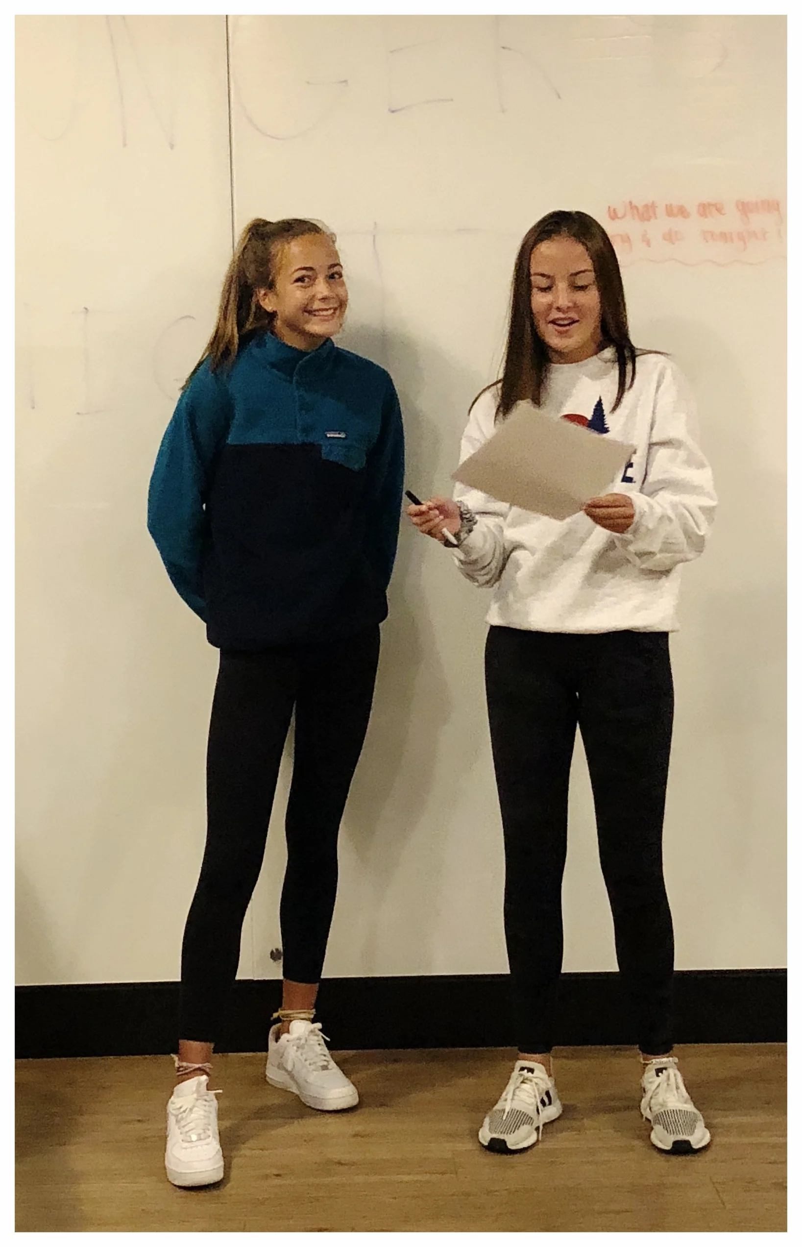 Kennedy (L) and Izzy (R) talking to the Youngers' Night group before heading out.