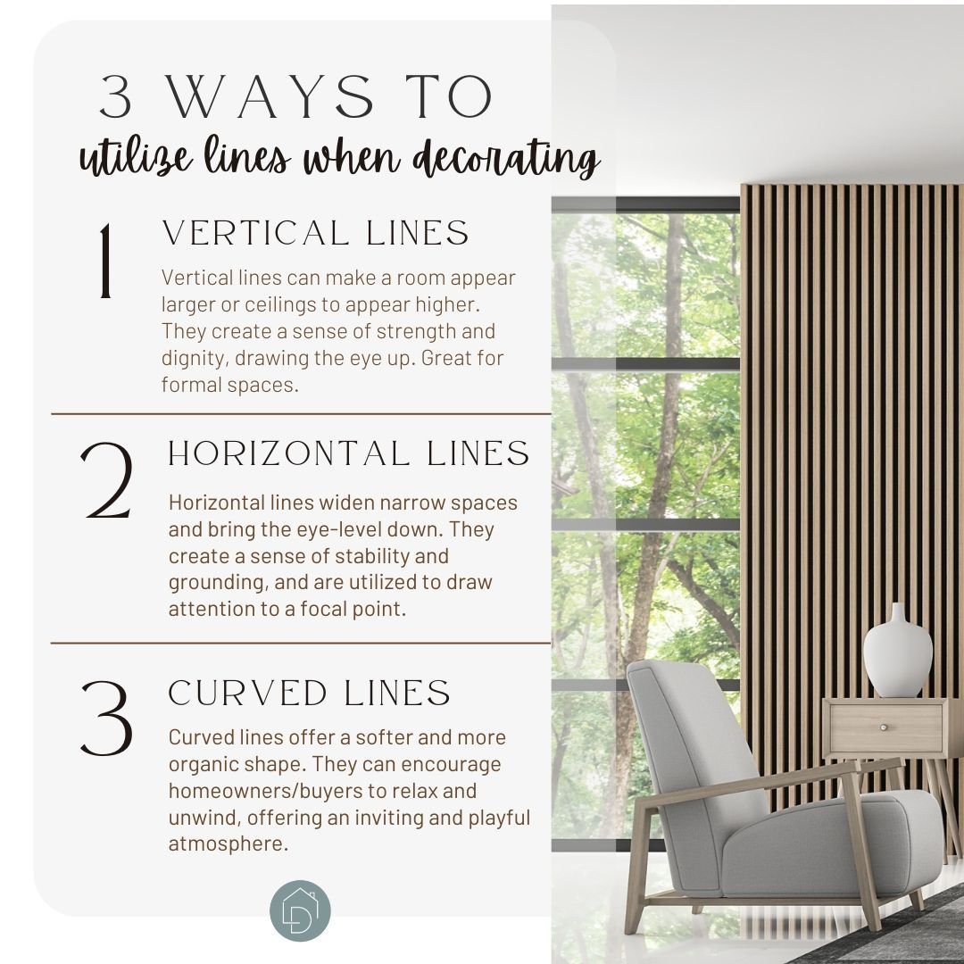 Did you know lines matter? They can help draw the eye where it needs to go, make spaces feel more open, and actually evoke different feelings. 
.
Contact our team to see how to utilize these pro tips and more in your own home!