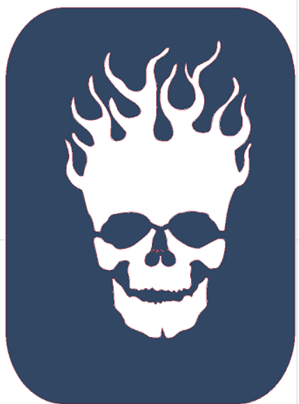 Blue Flaming Skull And Crossbones