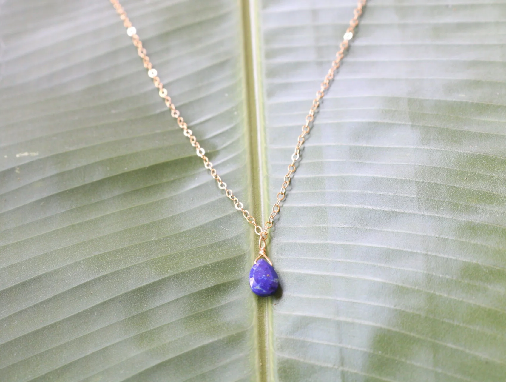 LAPIS LAZULIA stone of protection. It quickly releases stress, bringing deep peace to the wearer. It brings harmony and deep inner self-knowledge. Physically, Lapis Lazuli boosts the immune system, purifies blood and lowers blood pressure.L 20”, 18”, 16”, 14”