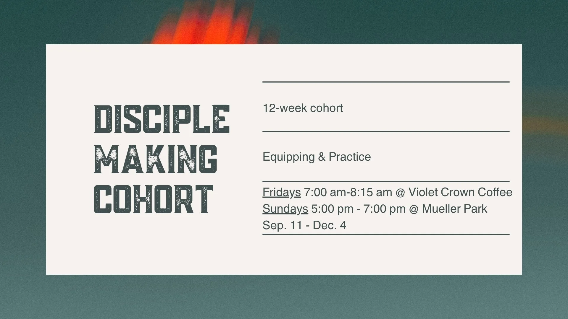 Disciple Making Cohort