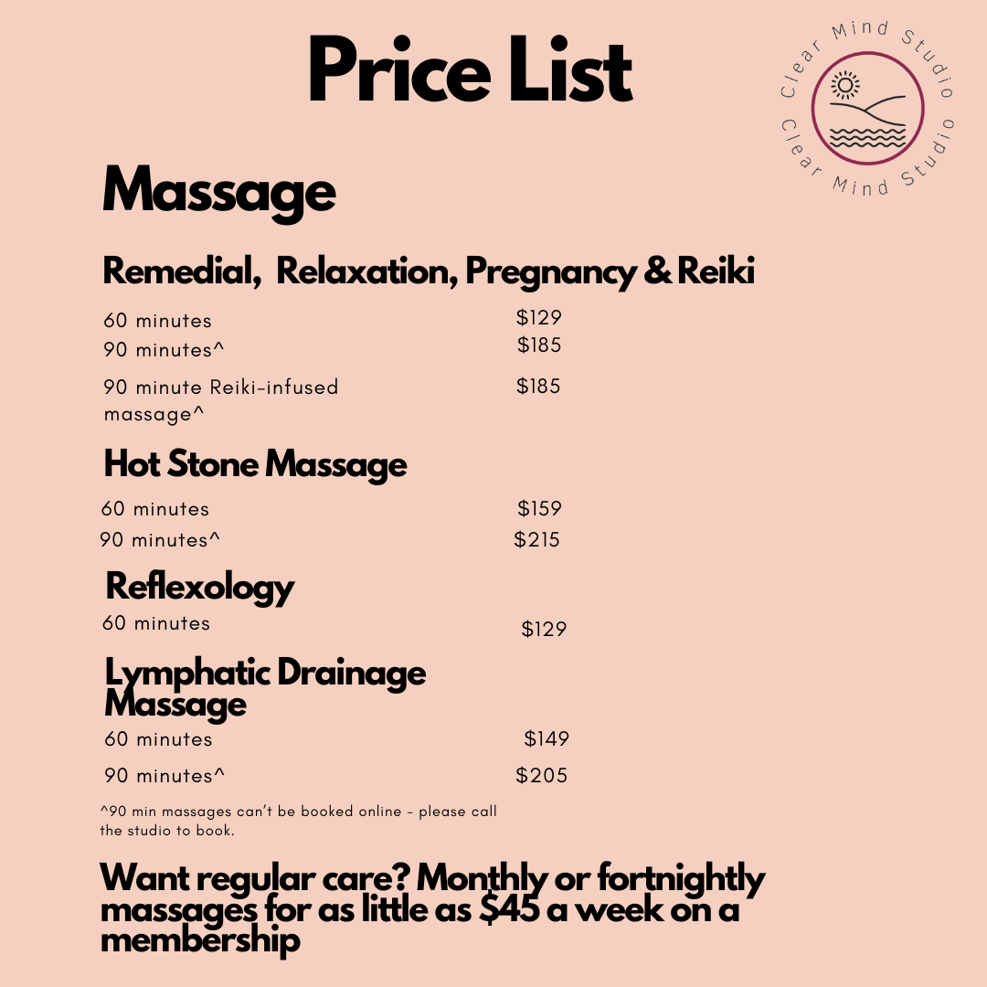 perth best massage pricelist