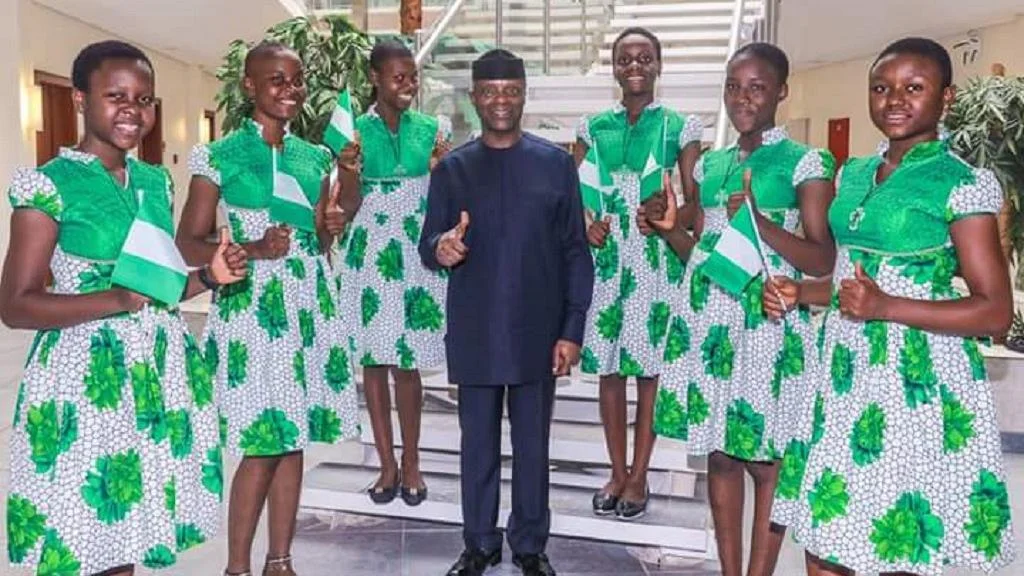Nigeria veep meets girls who won gold at U.S. tech event