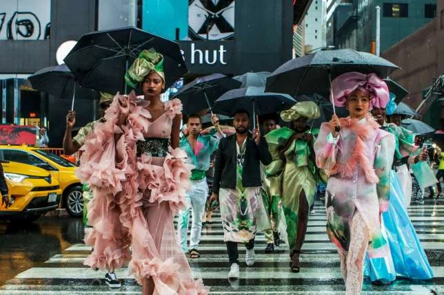 David Tlale and his models stop traffic in NYC