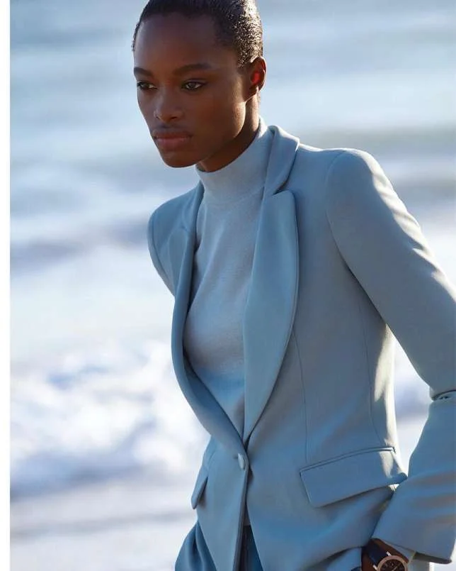 Nigerian model power dresses for Harper's Bazaar October issue