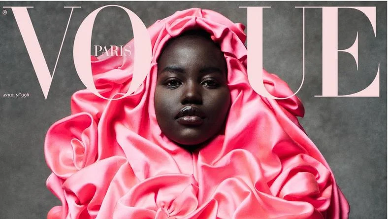 Adut Akech looks breathtaking in couture on the cover of Vogue Paris April issue