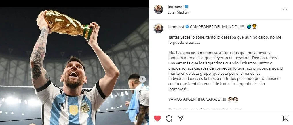 Lionel Messi breaks the record for the most liked Instagram post in history