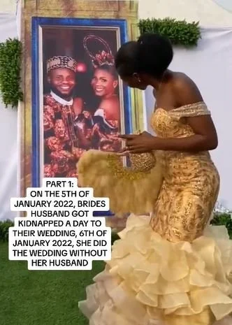 HULLABALOO: Nigerian Lady Ties The Knot Alone After Fiancé Was Abducted A Day To The Wedding (Video)