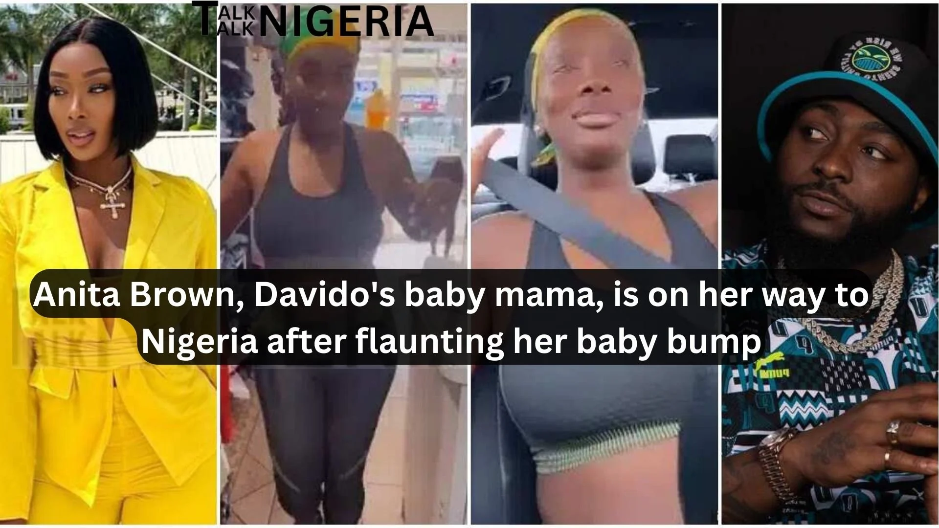 Anita Brown, Davido's baby mama, is on her way to Nigeria after flaunting her baby bump