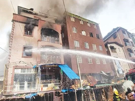 Fire destroys a market building in Lagos; government accuses negligence