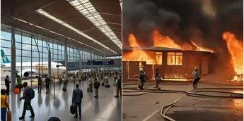 As a fire breaks out at Lagos Airport, flights are diverted.