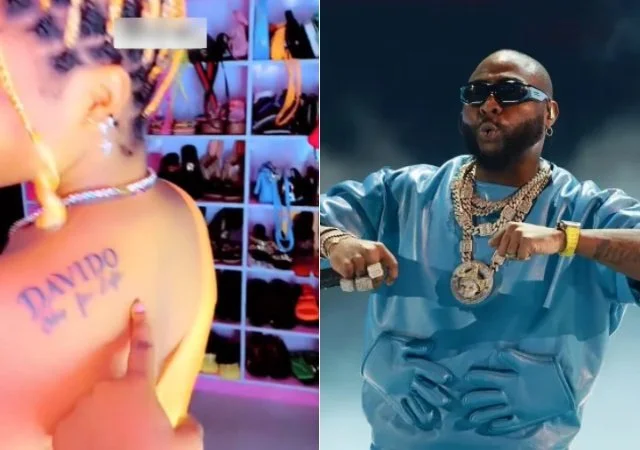 “Can I Be Your Pet Daughter?”-Davido’s Superfan Tattoos His Name on Her Body, Begs to Be Adopted
