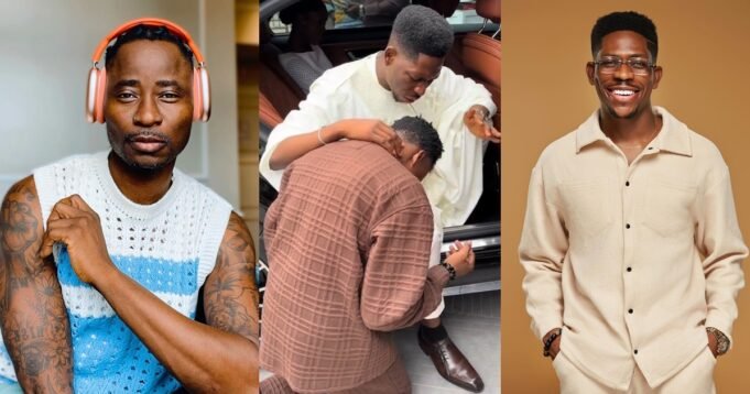“This is nothing but stup!dity and !dolatry” – Bisi Alimi criticizes an upcoming singer for kneeling to receive prayers from gospel singer, Moses Bliss 